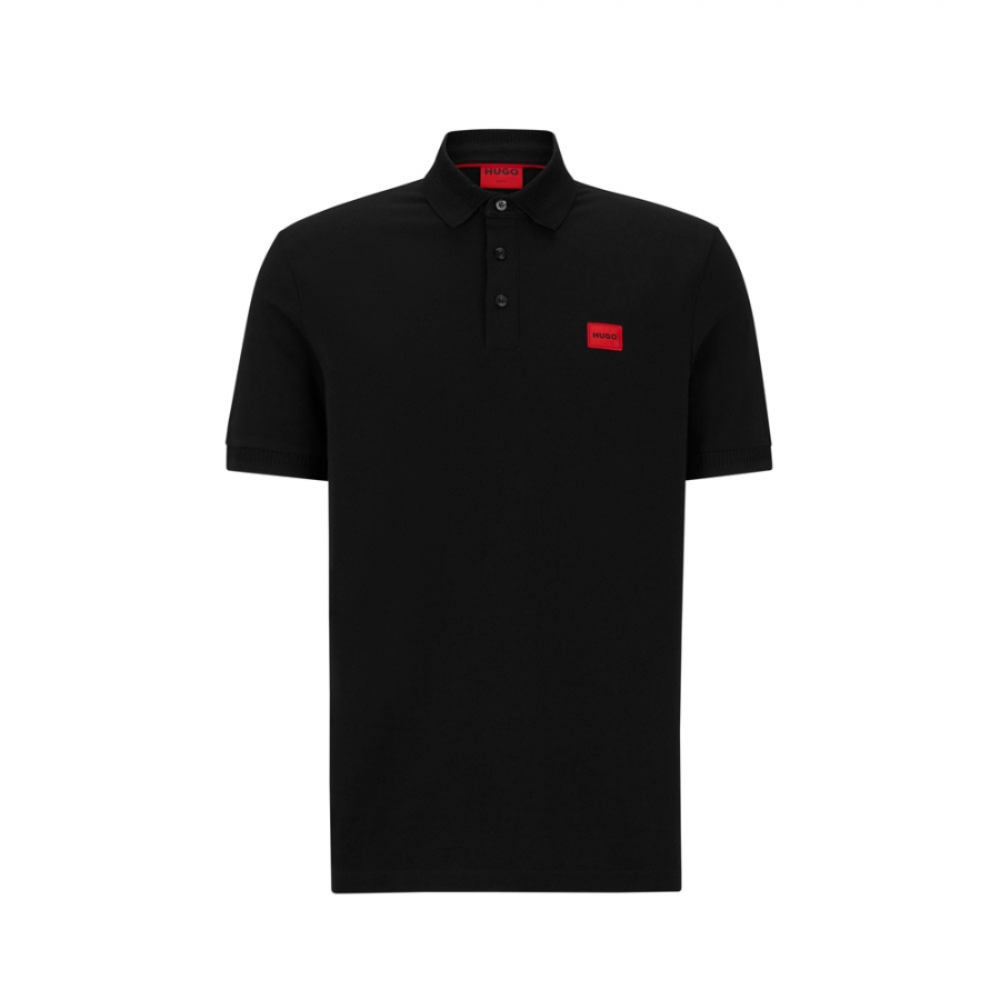 polo-slim-en-pique-de-coton-avec-etiquette-logo-rouge