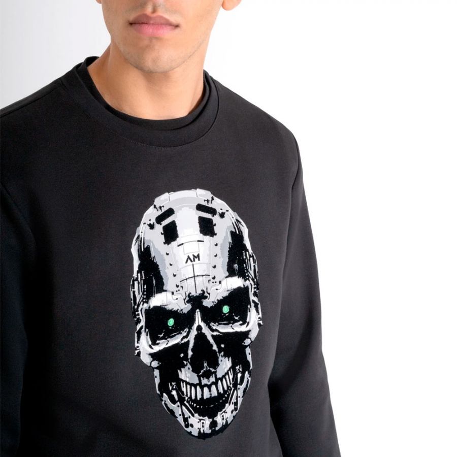 slim-fit-sweatshirt-with-cyber-skull-print