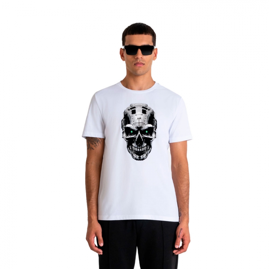 t-shirt-slim-fit-con-stampa-cyber-skull