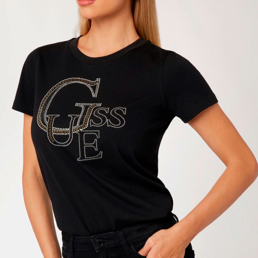 t-shirt-with-front-studded-logo