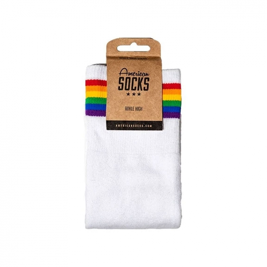 American Socks Rainbow Pride Ankle High White Socks
