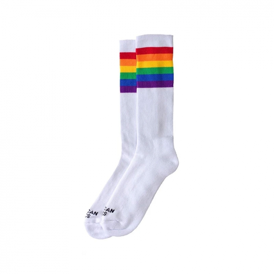 American Socks Rainbow Pride Mid High White Socks